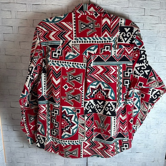 FRONTIER SERIES vintage button down Aztec Long Sleeve Western Shirt southwest - Picture 8 of 12
